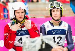 11.01.2014, Chaux-Neuve, France (FRA): (l-r) Joergen Graabak (NOR), Fischer, Swix, Alpina, Rottefella and Tim Hug (SUI), Fischer, Alpina, Rottefella, Odlo - FIS world cup nordic combined, individual gundersen HS118/10km, Chaux-Neuve (FRA). www.nordicfocus.com. © Becker/NordicFocus. Every downloaded picture is fee-liable.