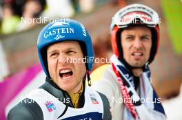 11.01.2014, Chaux-Neuve, France (FRA): (l-r) Bernhard Gruber (AUT), Fischer, Rottefella, Loeffler and Bjoern Kircheisen (GER), Fischer, Leki, Rottefella, Adidas - FIS world cup nordic combined, individual gundersen HS118/10km, Chaux-Neuve (FRA). www.nordicfocus.com. © Becker/NordicFocus. Every downloaded picture is fee-liable.
