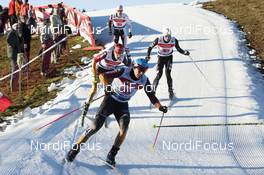 12.01.2014, Chaux-Neuve, France (FRA): Tino Edelmann (GER), Johannes Rydzek (GER), Bryan Fletscher (USA), Christoph Bieler (AUT) - FIS world cup nordic combined, team sprint HS118/2x7.5km, Chaux-Neuve (FRA). www.nordicfocus.com. © Becker/NordicFocus. Every downloaded picture is fee-liable.