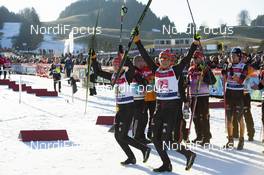 12.01.2014, Chaux-Neuve, France (FRA): Eric Frenzel (GER), Fischer, Leki, Salomon, Adidas and Johannes Rydzek (GER), Fischer, Swix, Rottefella, Adidas - FIS world cup nordic combined, team sprint HS118/2x7.5km, Chaux-Neuve (FRA). www.nordicfocus.com. © Becker/NordicFocus. Every downloaded picture is fee-liable.