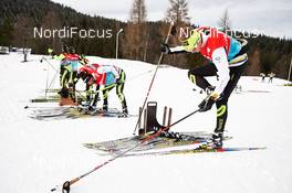 16.01.2014, Seefeld, Austria (AUT): french team ready for ski tests - FIS world cup nordic combined, training, Seefeld (AUT). www.nordicfocus.com. © Felgenhauer/NordicFocus. Every downloaded picture is fee-liable.