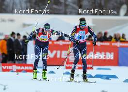 25.01.2014, Oberstdorf, Germany (GER): (l-r) Janne Ryynaenen (FIN), One Way and Ilkka Herola (FIN), Fischer, Swix, Rottefella - FIS world cup nordic combined, team HS137/4x5km, Oberstdorf (GER). www.nordicfocus.com. © Laiho/NordicFocus. Every downloaded picture is fee-liable.