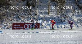 25.01.2014, Oberstdorf, Germany (GER): (l-r) Janne Ryynaenen (FIN), One Way, Thomas Kjelbotn (NOR), Fischer, Swix, Alpina, Rottefella and Yoshito Watabe (JPN), Fischer, Swix, Rottefella - FIS world cup nordic combined, team HS137/4x5km, Oberstdorf (GER). www.nordicfocus.com. © Laiho/NordicFocus. Every downloaded picture is fee-liable.