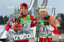 01.03.2014, Lahti, Finland (FIN): (l-r) Joergen Graabak (NOR), Fischer, Swix, Alpina, Rottefella and Haavard Klemetsen (NOR), Fischer, Swix, Alpina, Rottefella - FIS world cup nordic combined, team sprint HS130/2x7.5km, Lahti (FIN). www.nordicfocus.com. © Laiho/NordicFocus. Every downloaded picture is fee-liable.