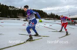 06.03.2014, Trondheim, Norway (NOR): (l-r) Tomas Portyk (CZE), Fischer and Thomas Kjelbotn (NOR), Fischer, Swix, Alpina, Rottefella - FIS world cup nordic combined, individual gundersen HS138/10km, Trondheim (NOR). www.nordicfocus.com. © Laiho/NordicFocus. Every downloaded picture is fee-liable.