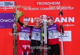 06.03.2014, Trondheim, Norway (NOR): (l-r) Joergen Graabak (NOR), Fischer, Swix, Alpina, Rottefella, Johannes Rydzek (GER), Fischer, Swix, Rottefella, Adidas and Magnus Moan (NOR), Madshus, Rottefella, Swix - FIS world cup nordic combined, individual gundersen HS138/10km, Trondheim (NOR). www.nordicfocus.com. © Laiho/NordicFocus. Every downloaded picture is fee-liable.