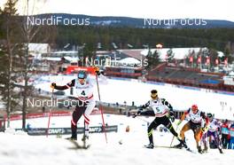 15.03.2014, Falun, Sweden (SWE): Wilhelm Denifl (AUT), Jason Lamy Chappuis (FRA), Johannes Rydzek (GER), (l-r) - FIS world cup nordic combined, individual gundersen HS100/10km, Falun (SWE). www.nordicfocus.com. © Felgenhauer/NordicFocus. Every downloaded picture is fee-liable.