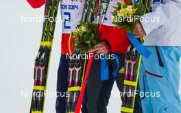 12.02.2014, Sochi, Russia (RUS): bindings of the three best athletes - XXII. Olympic Winter Games Sochi 2014, nordic combined, individual gundersen HS106/10km, Sochi (RUS). www.nordicfocus.com. © NordicFocus. Every downloaded picture is fee-liable.