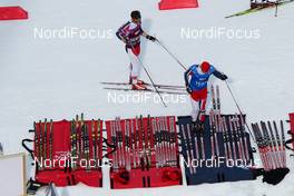 12.02.2014, Sochi, Russia (RUS): team Norway testing skis - XXII. Olympic Winter Games Sochi 2014, nordic combined, individual gundersen HS106/10km, Sochi (RUS). www.nordicfocus.com. © NordicFocus. Every downloaded picture is fee-liable.