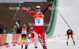 18.02.2014, Sochi, Russia (RUS): Joergen Graabak (NOR), Fischer, Swix, Alpina, Rottefella - XXII. Olympic Winter Games Sochi 2014, nordic combined, individual gundersen HS140/10km, Sochi (RUS). www.nordicfocus.com. © NordicFocus. Every downloaded picture is fee-liable.