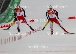 18.02.2014, Sochi, Russia (RUS): (l-r) Magnus Moan (NOR), Madshus, Rottefella, Swix and Joergen Graabak (NOR), Fischer, Swix, Alpina, Rottefella - XXII. Olympic Winter Games Sochi 2014, nordic combined, individual gundersen HS140/10km, Sochi (RUS). www.nordicfocus.com. © NordicFocus. Every downloaded picture is fee-liable.