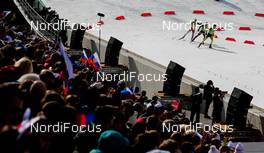 20.02.2014, Sochi, Russia (RUS): Bjoern Kircheisen (GER), Fischer, Leki, Rottefella, Adidas followed by Christoph Bieler (AUT), Madshus, Leki, Rottefella, Loeffler and Haavard Klemetsen (NOR), Fischer, Swix, Alpina, Rottefella - XXII. Olympic Winter Games Sochi 2014, nordic combined, team HS140/4x5km, Sochi (RUS). www.nordicfocus.com. © NordicFocus. Every downloaded picture is fee-liable.