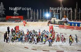 29.11.2014, Ruka, Finland (FIN): crowded start area  - FIS world cup nordic combined, individual gundersen HS142/10km, Ruka (FIN). www.nordicfocus.com. © Felgenhauer/NordicFocus. Every downloaded picture is fee-liable.