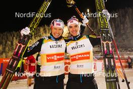 30.11.2014, Ruka, Finland (FIN): (l-r) Haavard Klemetsen (NOR), Fischer, Swix, Alpina, Rottefella and Joergen Graabak (NOR), Fischer, Swix, Alpina, Rottefella - FIS world cup nordic combined, team sprint HS142/2x7.5km, Ruka (FIN). www.nordicfocus.com. © Laiho/NordicFocus. Every downloaded picture is fee-liable.