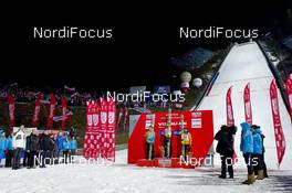 19.01.2014, Zakopane, Poland (POL): (C) Winner Anders Bardal (NOR), Fischer, (L) Peter Prevc (SLO), Elan, (R) Richard Freitag (GER), Fischer - FIS world cup ski jumping, individual HS134, Zakopane (POL). www.nordicfocus.com. © Nurkiewicz/NordicFocus. Every downloaded picture is fee-liable.