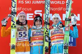 02.02.2014, Willingen, Germany (GER): podium, l-r, Severin Freund (GER), Fischer, Kamin Stoch (POL), Fischer, Peter Prevc (SLO), Elan - FIS world cup ski jumping, individual HS145, Willingen (GER). www.nordicfocus.com. © Domanski/NordicFocus. Every downloaded picture is fee-liable.