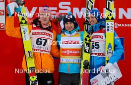 02.03.2014, Lahti, Finland (FIN): (l-r) Severin Freund (GER), Fischer, Kamil Stoch (POL), Fischer and Gregor Schlierenzauer (AUT), Fischer - FIS world cup ski jumping, individual HS130, Lahti (FIN). www.nordicfocus.com. © Laiho/NordicFocus. Every downloaded picture is fee-liable.
