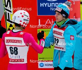 02.03.2014, Lahti, Finland (FIN): (l-r) Kamil Stoch (POL), Fischer and Dawid Kubacki (POL) - FIS world cup ski jumping, individual HS130, Lahti (FIN). www.nordicfocus.com. © Laiho/NordicFocus. Every downloaded picture is fee-liable.