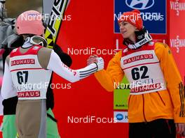02.03.2014, Lahti, Finland (FIN): (l-r) Severin Freund (GER), Fischer and Andreas Wellinger (GER), Fluege.de - FIS world cup ski jumping, individual HS130, Lahti (FIN). www.nordicfocus.com. © Laiho/NordicFocus. Every downloaded picture is fee-liable.