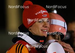 28.02.2014, Lahti, Finland (FIN): (l-r) Andreas Wellinger (GER), Fluege.de and Severin Freund (GER), Fischer - FIS world cup ski jumping, individual HS130, Lahti (FIN). www.nordicfocus.com. © Laiho/NordicFocus. Every downloaded picture is fee-liable.