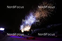 01.03.2014, Lahti, Finland (FIN): fireworks at the stadium - FIS world cup ski jumping, team HS130, Lahti (FIN). www.nordicfocus.com. © Laiho/NordicFocus. Every downloaded picture is fee-liable.
