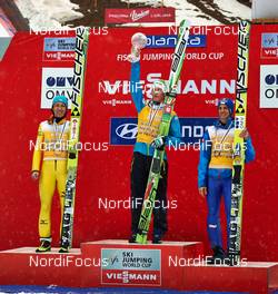 21.03.2014, Planica, Slovenia (SLO): Noriaki Kasai (JPN), Peter Prevc (NOR), Gregor Schlierenzauer (AUT), (l-r) - FIS world cup ski jumping, cups, Planica (SLO). www.nordicfocus.com. © Felgenhauer/NordicFocus. Every downloaded picture is fee-liable.