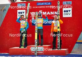 21.03.2014, Planica, Slovenia (SLO): Peter Prevc (SLO), Kamil Stoch (POL), Severin Freund (GER), (l-r) - FIS world cup ski jumping, cups, Planica (SLO). www.nordicfocus.com. © Felgenhauer/NordicFocus. Every downloaded picture is fee-liable.