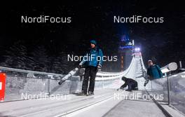 29.12.2014, Oberstdorf, Germany (GER): volunteers blowing the snow - FIS world cup ski jumping, four hills tournament, individual HS137, Oberstdorf (GER). www.nordicfocus.com. © Laiho/NordicFocus. Every downloaded picture is fee-liable.
