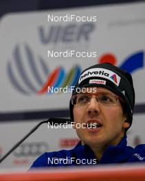 26.12.2014, Oberstdorf, Germany (GER): Simon Ammann (SUI) in the opening press conference - FIS world cup ski jumping, four hills tournament, individual HS137, Oberstdorf (GER). www.nordicfocus.com. © Laiho/NordicFocus. Every downloaded picture is fee-liable.