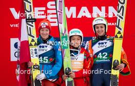 01.02.2014, Hinzenbach, Austria (AUT): (l-r) Daniela Iraschko-Stolz (AUT), Fischer, Sara Takanashi (JPN), Elan, Maja Vtic (SLO), Fischer - FIS world cup ski jumping ladies, individual HS85, Hinzenbach (AUT). www.nordicfocus.com. © Laiho/NordicFocus. Every downloaded picture is fee-liable.