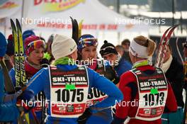 25.01.2014, Bad Hindelang, Germany (GER): young athletes in the finish area - Skitrail Tannheimertal, Bad Hindelang (GER). www.nordicfocus.com. © Felgenhauer/NordicFocus. Every downloaded picture is fee-liable.