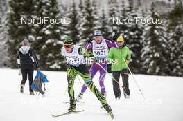 09.02.2014, Morez, France (FRA): Olga Rotcheva (RUS), Fischer, Rottefella, Rossignol, Swix, adidas in front of Célia Bourgeois (FRA), Fischer, Rottefella, One Way, Odlo  - FIS Marathon Cup La Transjurassienne, Morez (FRA). www.nordicfocus.com. © Becker/NordicFocus. Every downloaded picture is fee-liable.