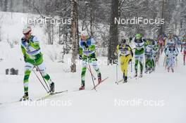 02.03.2014, Mora, Sweden (SWE): Jens Eriksson (SWE), Anders Myrland (NOR), Arne Post (NOR), Stanislav Rezac (CZE), (l-r) - FIS Marathon Cup Vasaloppet, Mora (SWE). www.nordicfocus.com. © Rauschendorfer/NordicFocus. Every downloaded picture is fee-liable.