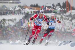 11.01.2015, Oberhof, Germany (GER): Ole Einar Bjoerndalen (NOR), Simon Eder (AUT) - IBU world cup biathlon, mass men, Oberhof (GER). www.nordicfocus.com. © Manzoni/NordicFocus. Every downloaded picture is fee-liable.