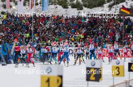 11.01.2015, Oberhof, Germany (GER): Kaisa Maekaeraeinen (FIN), Dorothea Wierer (ITA), Rosanna Crawford (CAN), Valj Semerenko (UKR), Veronika Vitkova (CZE) - IBU world cup biathlon, mass women, Oberhof (GER). www.nordicfocus.com. © Manzoni/NordicFocus. Every downloaded picture is fee-liable.