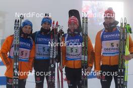 08.01.2015, Oberhof, Germany (GER): Eric Lesser (GER), Simon Schempp (GER), Daniel Boehm (GER), Arnd Peiffer (GER) - IBU world cup biathlon, relay men, Oberhof (GER). www.nordicfocus.com. © Manzoni/NordicFocus. Every downloaded picture is fee-liable.