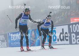 08.01.2015, Oberhof, Germany (GER): Benjamin Weger (SUI), Mario Dolder (SUI) - IBU world cup biathlon, relay men, Oberhof (GER). www.nordicfocus.com. © Manzoni/NordicFocus. Every downloaded picture is fee-liable.