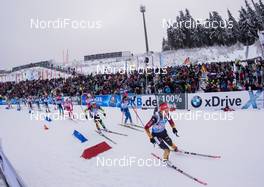 07.01.2015, Oberhof, Germany (GER): Luise Kummer (GER) leads the field in the first corner - IBU world cup biathlon, relay women, Oberhof (GER). www.nordicfocus.com. © Manzoni/NordicFocus. Every downloaded picture is fee-liable.