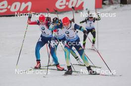09.01.2015, Oberhof, Germany (GER): Olga Abramova (UKR), Ekaterina Shumilova (RUS) - IBU world cup biathlon, sprint women, Oberhof (GER). www.nordicfocus.com. © Manzoni/NordicFocus. Every downloaded picture is fee-liable.
