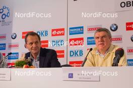 10.01.2015, Oberhof, Germany (GER): Alfons Hoermann (GER), president of German Olmypic Committee and Thomas Bach (GER), president of International Olympic Committee - IBU world cup biathlon, training, Oberhof (GER). www.nordicfocus.com. © Manzoni/NordicFocus. Every downloaded picture is fee-liable.