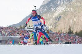 15.01.2015, Ruhpolding, Germany (GER): Evgeniy Garanichev (RUS) - IBU world cup biathlon, relay men, Ruhpolding (GER). www.nordicfocus.com. © Manzoni/NordicFocus. Every downloaded picture is fee-liable.