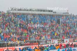 14.01.2015, Ruhpolding, Germany (GER): Event Feature: Heavy snow at the start of the womens relay - IBU world cup biathlon, relay women, Ruhpolding (GER). www.nordicfocus.com. © Manzoni/NordicFocus. Every downloaded picture is fee-liable.