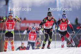 24.01.2015, Antholz, Italy (ITA): Baptiste Jouty (FRA), Michael Roesch (BEL), Sven Grossegger (AUT) - IBU world cup biathlon, pursuit men, Antholz (ITA). www.nordicfocus.com. © Manzoni/NordicFocus. Every downloaded picture is fee-liable.