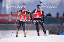 24.01.2015, Antholz, Italy (ITA): Mario Dolder (SUI), Benedikt Doll (GER) - IBU world cup biathlon, pursuit men, Antholz (ITA). www.nordicfocus.com. © Manzoni/NordicFocus. Every downloaded picture is fee-liable.