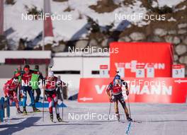 24.01.2015, Antholz, Italy (ITA): Ole Einar Bjoerndalen (NOR), Evgeniy Garanichev (RUS), Simon Eder (AUT), Simon Schempp (GER) - IBU world cup biathlon, pursuit men, Antholz (ITA). www.nordicfocus.com. © Manzoni/NordicFocus. Every downloaded picture is fee-liable.