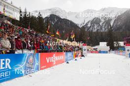 25.01.2015, Antholz, Italy (ITA): Event Feature: The finish area with the grand stand - IBU world cup biathlon, relay men, Antholz (ITA). www.nordicfocus.com. © Manzoni/NordicFocus. Every downloaded picture is fee-liable.