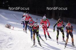 25.01.2015, Antholz, Italy (ITA): Nadezhda Skardino (BLR), Franziska Hildebrand (GER), Marine Bolliet (FRA), Nicole Gontier (ITA) - IBU world cup biathlon, relay women, Antholz (ITA). www.nordicfocus.com. © Manzoni/NordicFocus. Every downloaded picture is fee-liable.