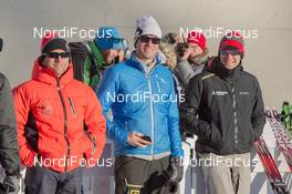 25.01.2015, Antholz, Italy (ITA): Andi Metter (SUI), Rossignol race service, Guillaume Robert (FRA), Salomon race service, Michael Hauser (AUT), Atomic race service - IBU world cup biathlon, relay women, Antholz (ITA). www.nordicfocus.com. © Manzoni/NordicFocus. Every downloaded picture is fee-liable.