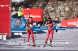 25.01.2015, Antholz, Italy (ITA): Luminita Piscoran (ROU), Diana Salman (ROM) - IBU world cup biathlon, relay women, Antholz (ITA). www.nordicfocus.com. © Manzoni/NordicFocus. Every downloaded picture is fee-liable.