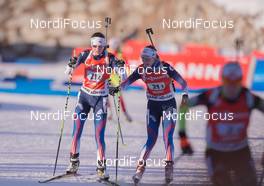 25.01.2015, Antholz, Italy (ITA): Clare Egan (USA) Annalies Cook (USA) - IBU world cup biathlon, relay women, Antholz (ITA). www.nordicfocus.com. © Manzoni/NordicFocus. Every downloaded picture is fee-liable.